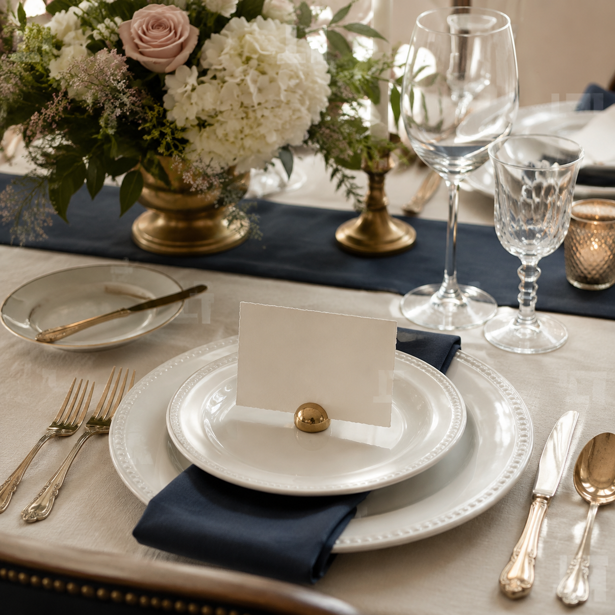 Elegant formal place setting in The Cotillion Lady palette